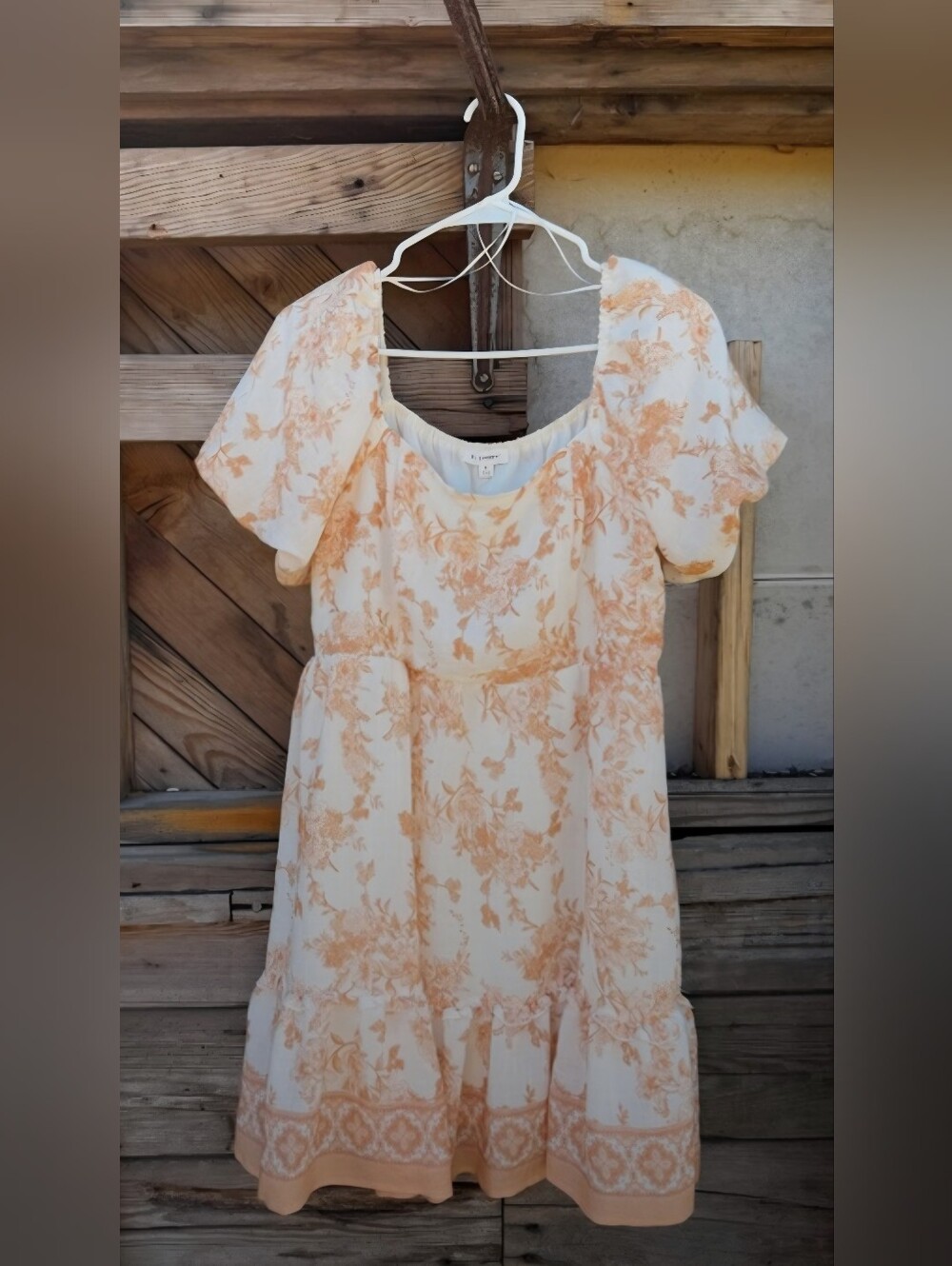 Blu Pepper Peach Floral Off-The-Shoulder Dress | Size Large - Picture 2 of 7